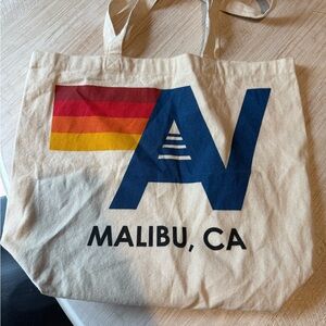 Aviator Nation Cream Tote with Blue and Red Accents